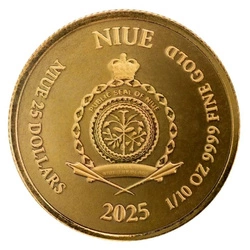 Niue: Lady Justice 1/10 uncji Złota 2025