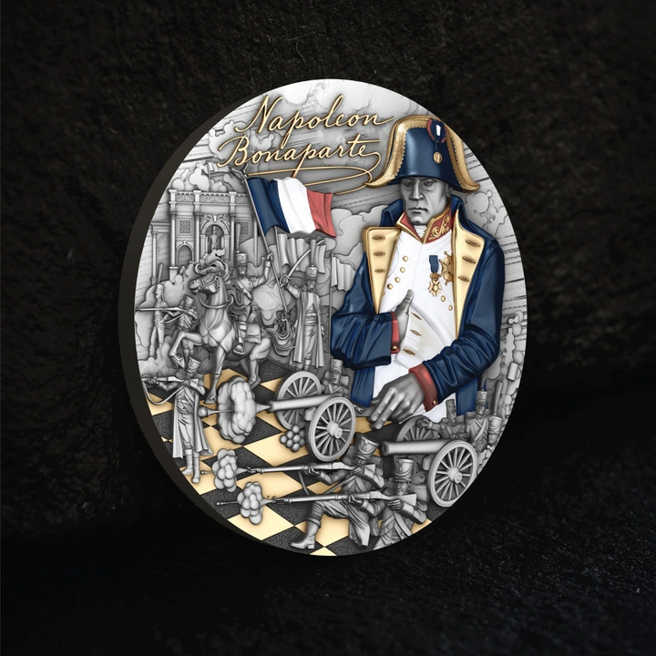 Niue: Visionaries in History - Napoleon Bonaparte pozłacany 2 uncje Srebra 2025 Antiqued Coin