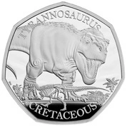 Dinosaurs: Iconic Specimens - Tyrannosaurus Rex 50p Srebro 2024 Proof 