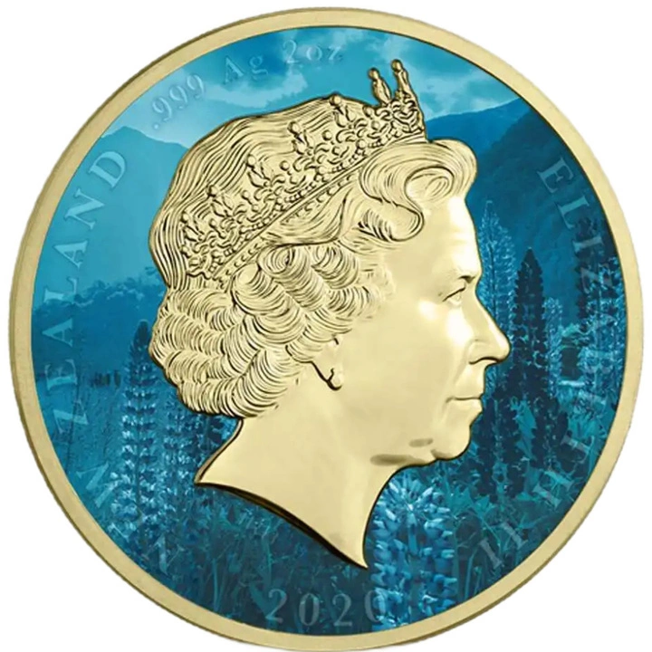 Kiwi pozłacany/ruten 2 uncje Srebra 2020 Limited Edition Proof High Relief