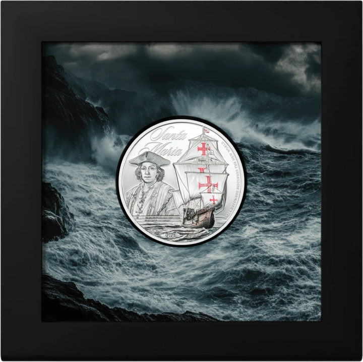 Cook Islands: Legends of the Seas – Santa Maria kolorowany 1 uncja Srebra 2026 Proof