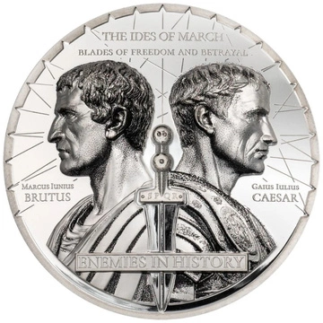 Mongolia: Enemies in History – Caesar vs. Brutus 2 uncje Srebra 2025 Black Proof