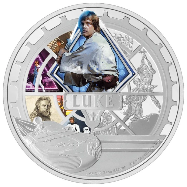 Niue: Star Wars - Luke Skywalker kolorowany 3 uncje Srebra 2023 Proof