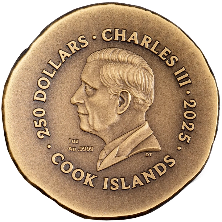 Cook Islands: Leon 1 uncja Złota 2025 Antiqued Coin