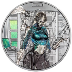 Cook Islands: Cyber Queen - Rebirth kolorowany 3 uncje Srebra 2024 Black Proof Ultra High Relief