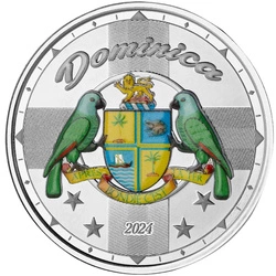 Dominica: Coat of Arms kolorowane 1 uncja Srebra 2024 Proof