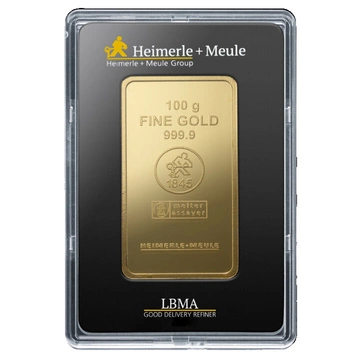 Sztabka Heimerle Meule 100 gramów Złota LBMA GD Refiner