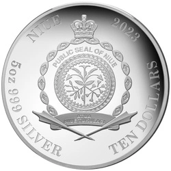 Niue: Australia's Funnel-Web Spider kolorowany 5 uncji Srebra 2023 Proof Ultra High Relief