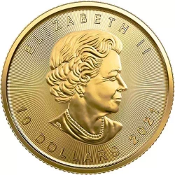 Kanadyjski Liść Klonowy 1/4 uncji Złota 2021