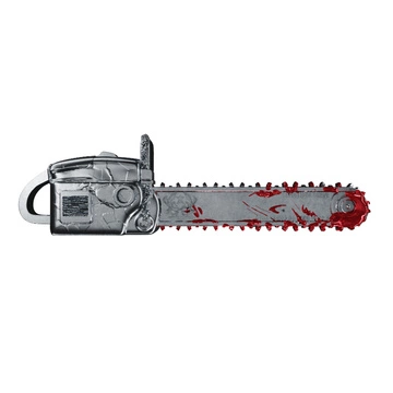 Ghana: Bloody Chainsaw kolorowany 2 uncje Srebra 2025 Antiqued Shaped Coin