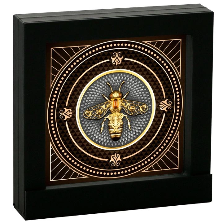 Niue: Pszczoła pozłacana $5 Srebro 2023 Antiqued Coin