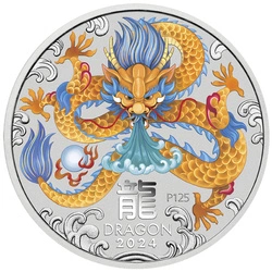 Perth Mint: Lunar III - Rok Smoka kolorowany 1 uncja Srebra 2024