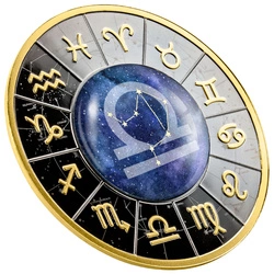 Cameroon: Znaki Zodiaku - Waga kolorowana, pozłacana Srebro 2023 Black Proof
