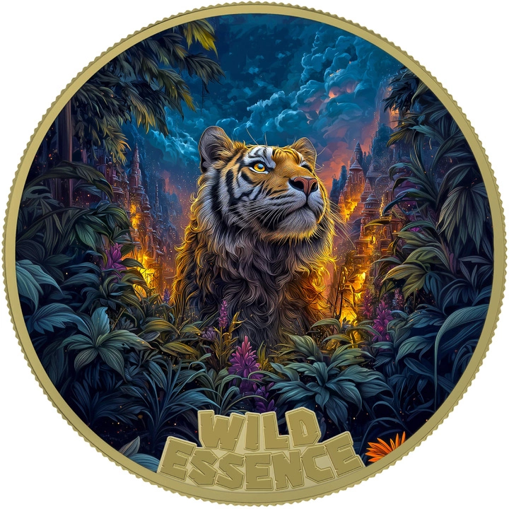 Liberia: Zestaw 5 monet Wild Essence kolorowany/pozłacany 1 uncja Srebra 2025 Proof