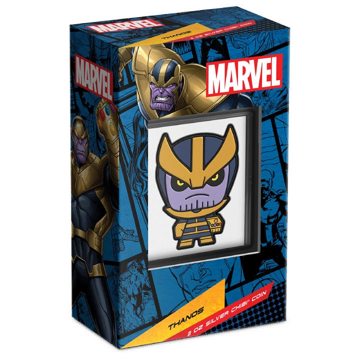 Niue: Marvel - Mega Chibi 'Thanos' kolorowany 2 uncje Srebra 2023 Proof