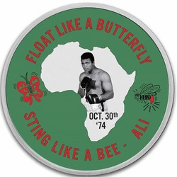 Niue: Muhammad Ali: Rumble In The Jungle kolorowany 1 uncja Srebra 2023 Slab