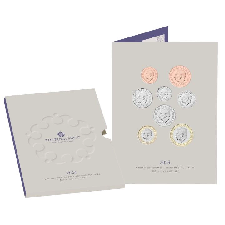 Zestaw 8 monet Miedzionikiel Wielka Brytania Definitive 2024
