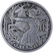 Tuvalu: Bogowie Olimpu - Artemida 1 uncja Srebra 2023 Antiqued Coin