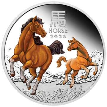 Perth Mint: Lunar III - Rok Konia kolorowany 1 uncja Srebra 2026 Proof