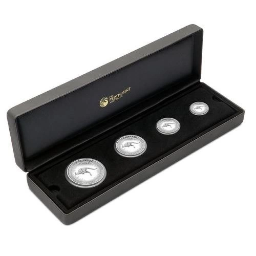 Kolekcja 4 srebrnych monet Australijski Kangur - 1 uncja, 1/2 uncji, 1/4 uncji, 1/10 uncji 2016