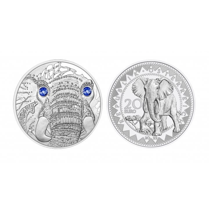 Africa - The Serenity of the Elephant 20 Euro Srebro 2022 Proof