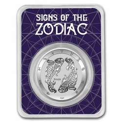 Tokelau: Zodiac Series - Ryby 1 uncja Srebra 2022 Slab 