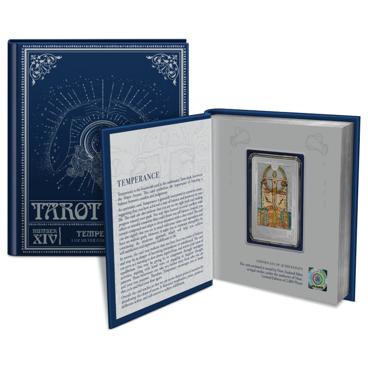 Niue: Tarot Cards - Temperance kolorowany 1 uncja Srebra 2023 Proof
