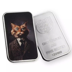 Sztabka The Holy Land Mint - Human Cats - Einstein kolorowana 1 uncja Srebra 2025 