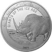 Ghana: Giants of the Ice Age - Nosorożec Włochaty 1 uncja Srebra 2021