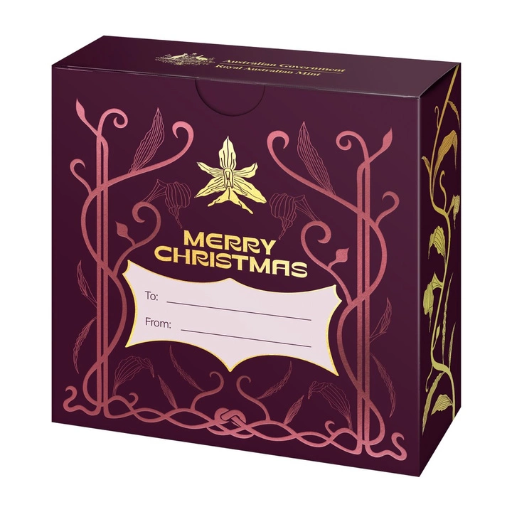 Christmas Decoration - Festive Floral kolorowany 50c Srebro 2025 Proof