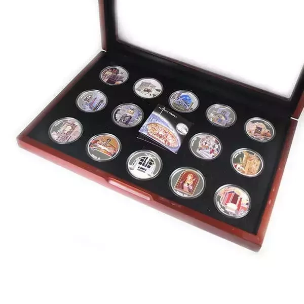 Zestaw 14 monet: Via Dolorosa kolorowany 14 x 1 uncja Srebra 2016 Prooflike