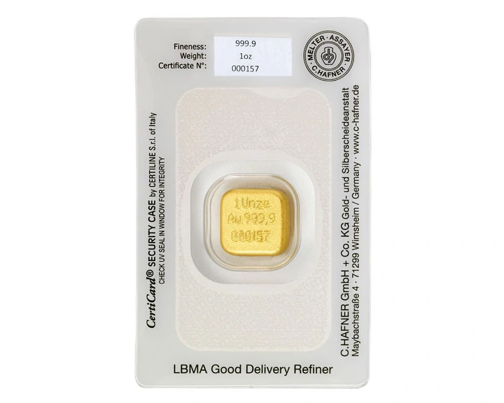 Sztabka Złota 1 uncja C Hafner Odlewana