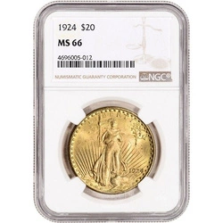 Saint-Gaudens Gold Double Eagle 20 Dollar 1924 NGC MS66