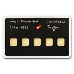 5 x 1 gram Sztabka Złota MultiCard Argor - Heraeus