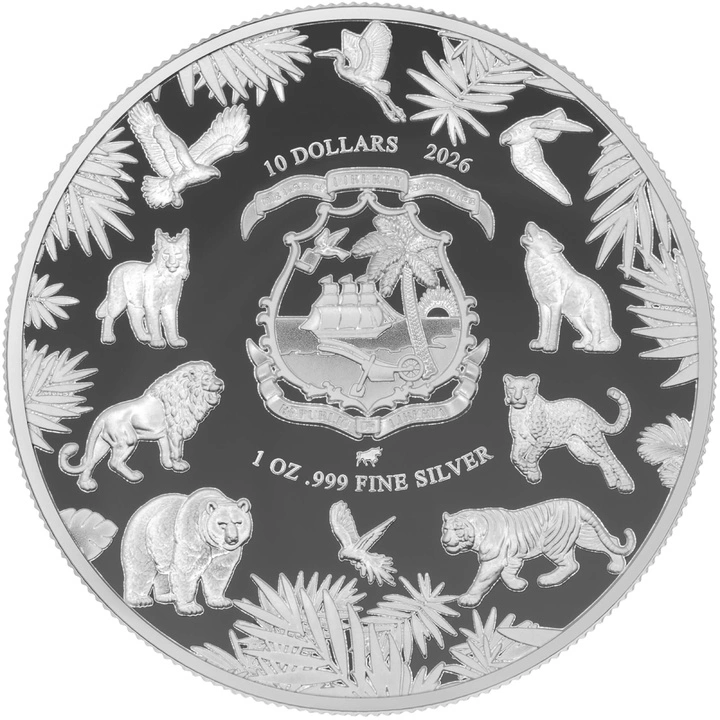 Liberia: Zestaw 5 monet Wild Essence kolorowany 5 uncji Srebra 2025 Proof
