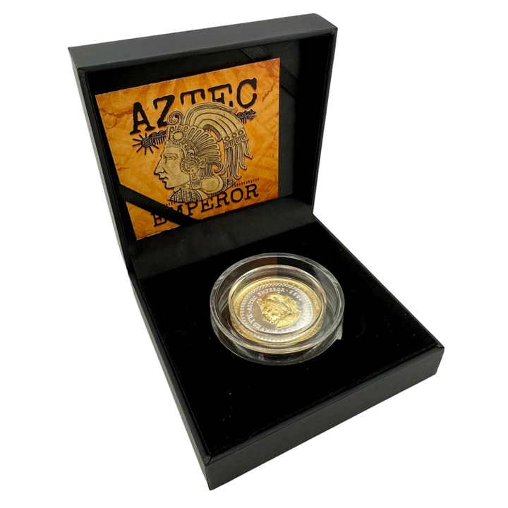 Niue: Aztec Emperor Cuauhtémoc Tribute pozłacany 1 uncja Srebra 2025 Ultra High Relief