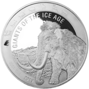 Ghana: Giants of the Ice Age - Mamut Włochaty 1000 gramów Srebra 2019
