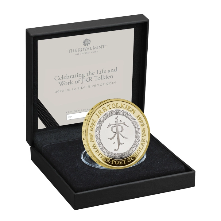 Celebrating the Life and Work of JRR Tolkien £2 pozłacany Srebro 2023 Proof