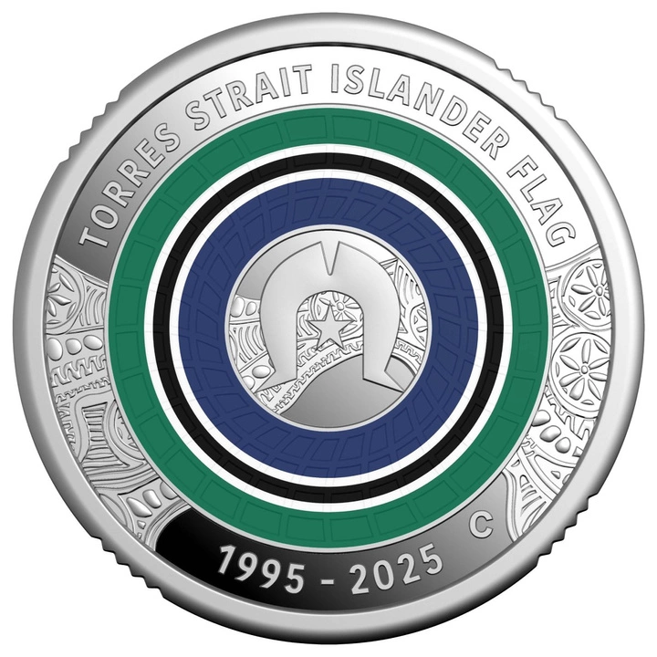 30th Anniversary of the Torres Strait Islander Flag kolorowany $2 Srebro 2025 Proof "C" Mintmark