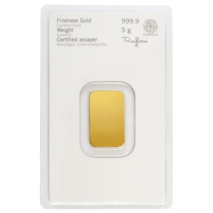 Sztabka Heraeus 5 gramów Złota LBMA GD Refiner