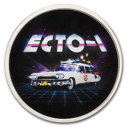 Niue: Ghostbusters - Ecto-1 kolorowany 2 uncje Srebra 2024 + Die Cast Car