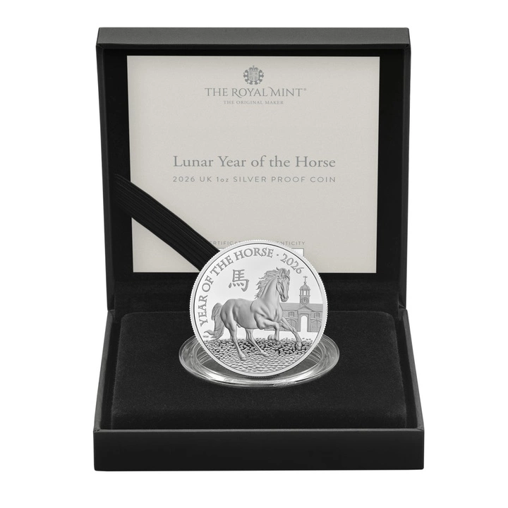 Royal Mint Lunar: Rok Konia 5 uncji Srebra 2026 Proof