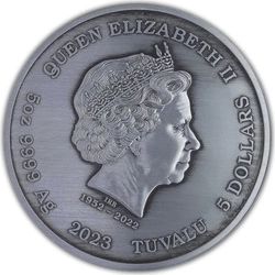 Tuvalu: Bogowie Olimpu - Artemida 5 uncji Srebra 2023 Antiqued Coin