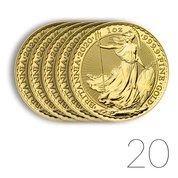 Britannia 1 uncja Złota 2020 PAKIET 20 SZTUK