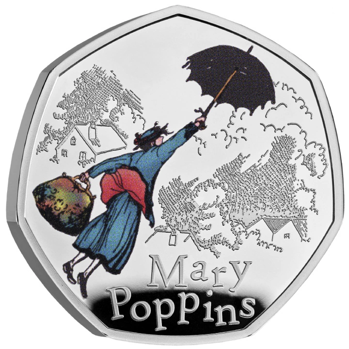 Mary Poppins kolorowana 50p Srebro 2025 Proof