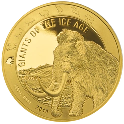 Ghana: Giants of the Ice Age - Mamut Włochaty 1 uncja Złota 2019 Proof