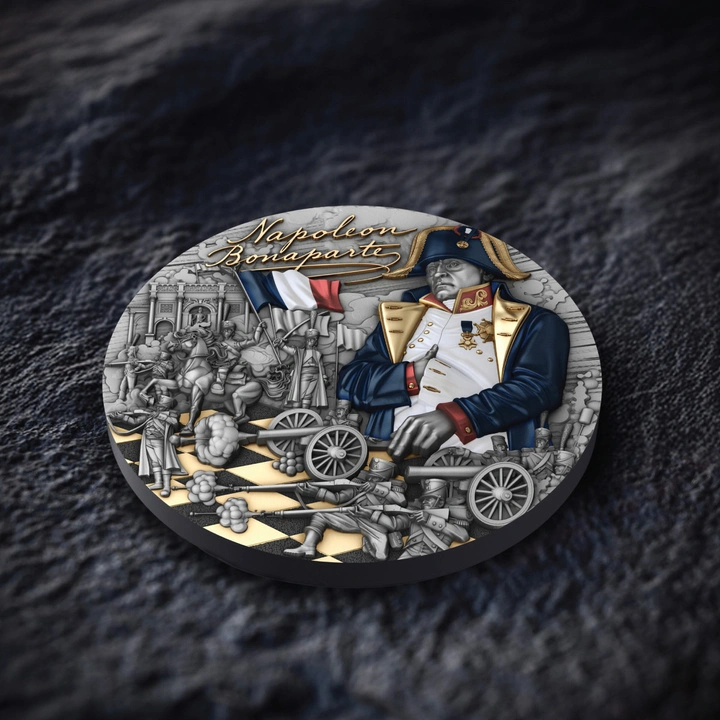 Niue: Visionaries in History - Napoleon Bonaparte pozłacany 2 uncje Srebra 2025 Antiqued Coin