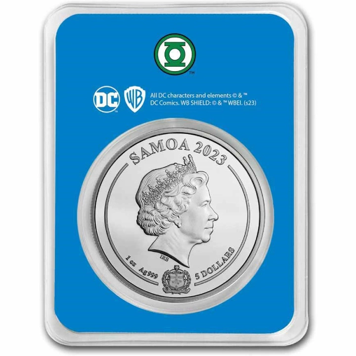 Samoa: DC Comics - Green Lantern kolorowany 1 uncja Srebra 2023 Slab