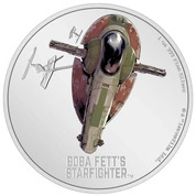 Niue: STAR WARS - Boba Fett's Starfighter kolorowany 1 uncja Srebra 2022 Proof