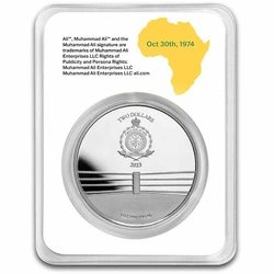 Niue: Muhammad Ali: Rumble In The Jungle kolorowany 1 uncja Srebra 2023 Slab